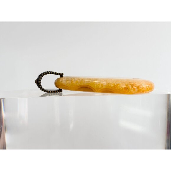 Yellow Agate Crystal Oval Shaped Large Silver Toned Vintage Statement Pendant - Picture 7 of 13